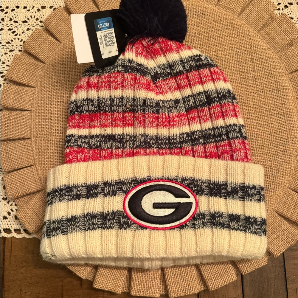 Georgia Bulldogs Striped Knit Beanie - Red, Black and White